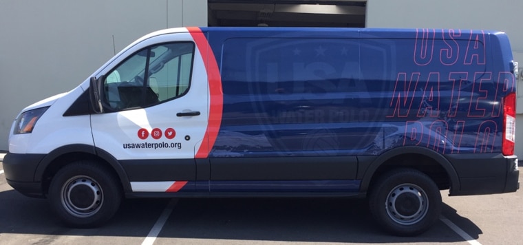 partial wrap, car wrap, vehicle wraps, vehicle graphics, van wrap, water polo, USA water polo