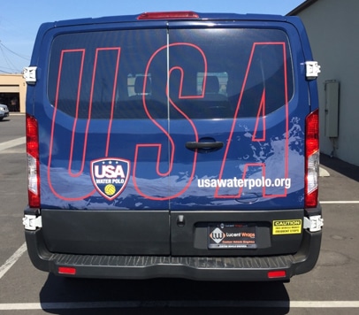 partial wrap, car wrap, vehicle wraps, vehicle graphics, van wrap, usa water polo, water polo